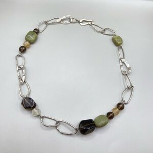 Silpada Sterling Silver, Jade, Citrine, and Smoky Quartz Necklace